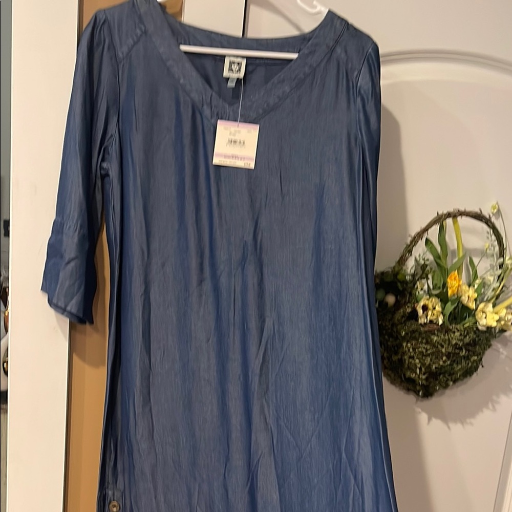 Blue Anne Klein V-Neck Women's Dress